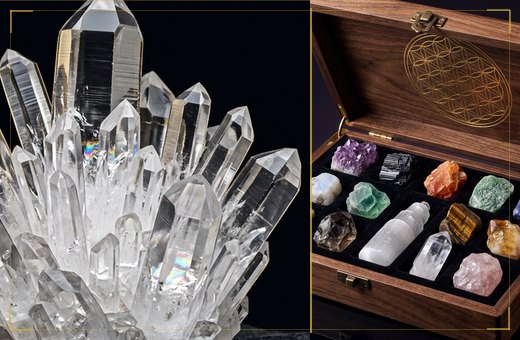 Fluorite, Clear Quartz & Lapis desk sets