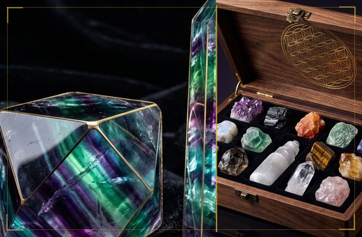 Crystal grid boards & Quartz points